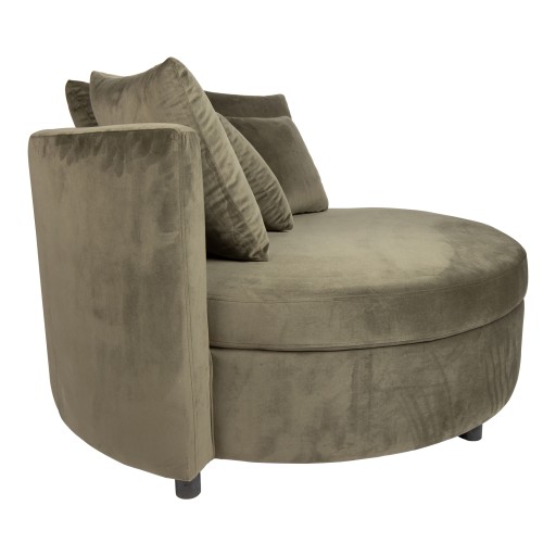 Fayen Loveseat | Fluweel Groen | Half Ronde Luxe Fauteuil | 121x121x68 cm