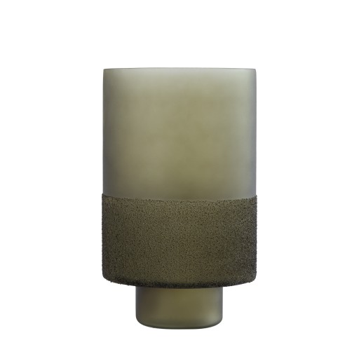 Miral Windlicht | Groen Glas | Rond | Frosted Bottom – 25 cm Hoog