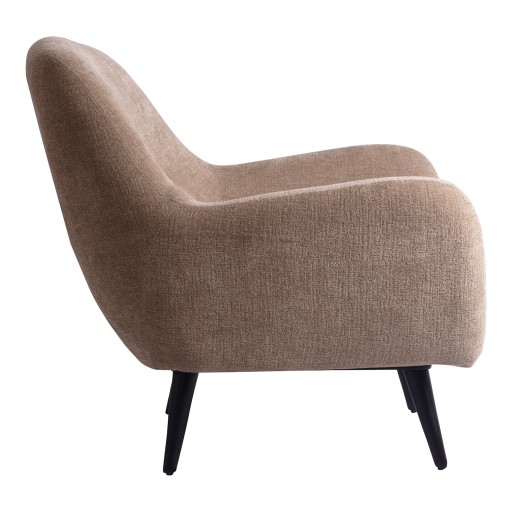 Donny Fauteuil | Cream Fluweel | Zwarte Houten Poten | 92x82x84 cm