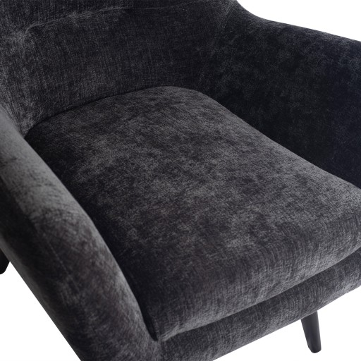 Donny Fauteuil | Anthracite Fluweel | Zwarte Houten Poten | 92x82x84 cm