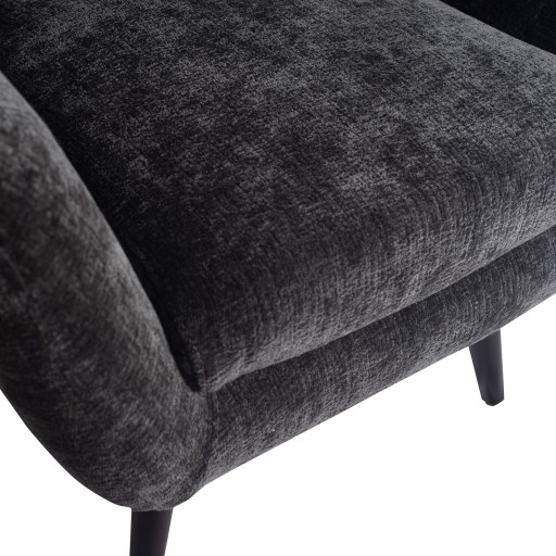 Donny Fauteuil | Anthracite Fluweel | Zwarte Houten Poten | 92x82x84 cm