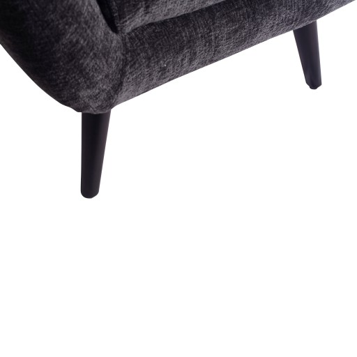 Donny Fauteuil | Anthracite Fluweel | Zwarte Houten Poten | 92x82x84 cm