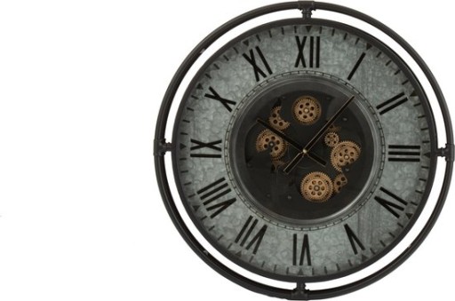 J-Line Klok Romeinse Cijfers Metaal Grijs/Zwart/Goud | Ø 68,5 cm