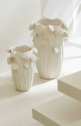 J-Line Vaas Botanica Lotus Beige | Keramiek Giant 51 cm