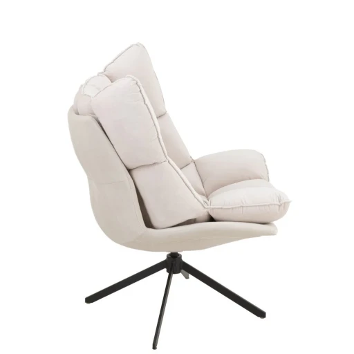 J-Line Fauteuil Relax Kussen op Frame | Textiel/Metaal | Beige – 73×92×78 cm