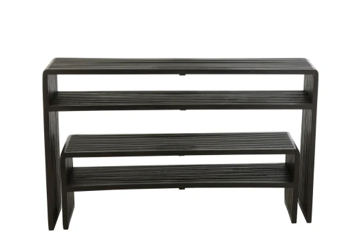 J-Line Console met Schap | Hout | Zwart | Set van 2 | 130×30×80 cm & 118×30×40 cm