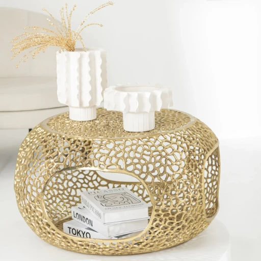 J-Line Salontafel Aluminium | Goudkleurig | Rond – Small – 76,2×76,2×40,6 cm