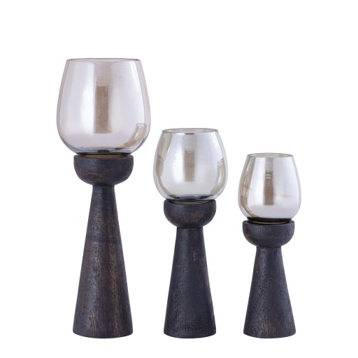 Qez Stormlight Luster | Bruin Mango Hout & Glas | M – 24 cm