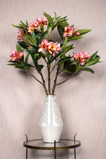 Plumeria Kunstbloem | Roze | Spray met Bladeren – 110 cm