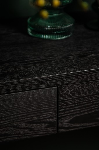 Tiess Zwarte Houten Sidetable | 2 Laden, Modern Design