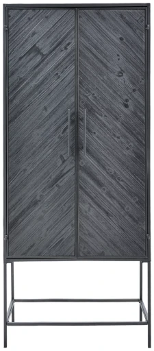 Rens Black Wooden Cabinet | Zwarte Houten Kast met Metalen Frame en 2 Deuren | 186 cm Hoog