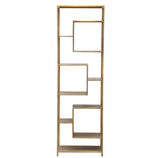 Duana Playful Gold Iron Open Cabinet High | Gouden Metalen Open Kast | Meerdere Plateaus – 195 cm Hoog