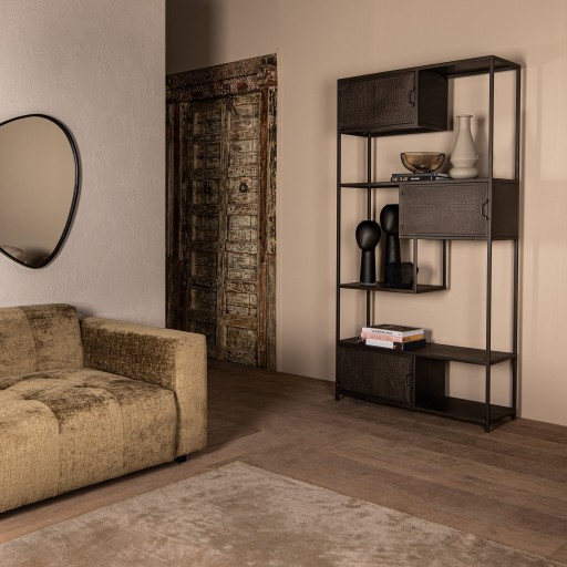 Duana Playful Rusty Black Iron High Cabinet | Hoge Metalen Kast in Zwart/Roestlook | 198 cm Hoog