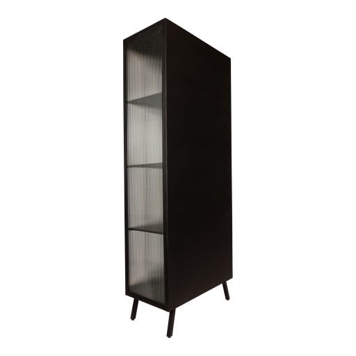 Caeleen Cabinet | Black & Gold | Wandkast met Geribbeld Glas – 70x181 cm
