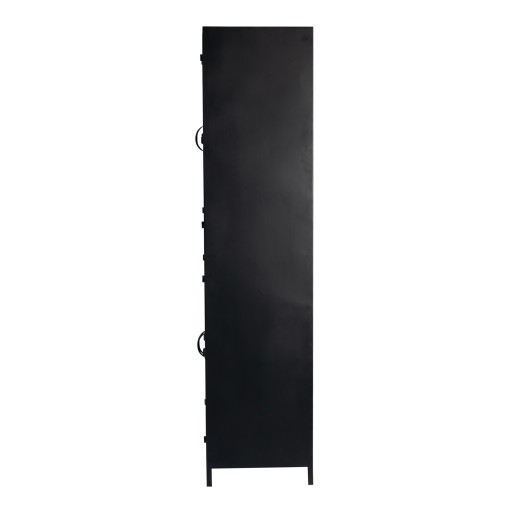 Cave Black Iron Cabinet High | Zwart IJzeren Kast met Glas & 4 Planken | 171 cm