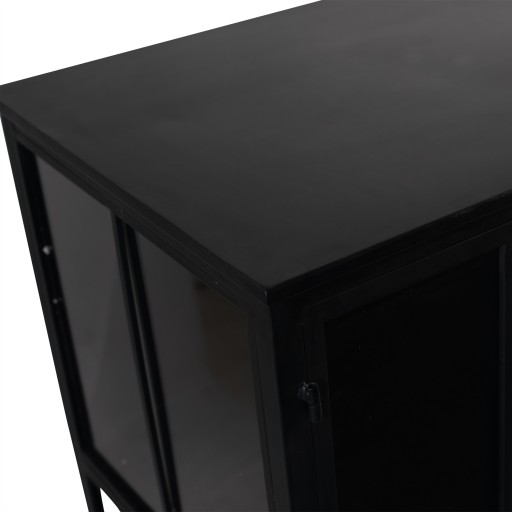 Cave Black Iron Cabinet Low | Lage Wandkast met 4 Deuren – 90 cm