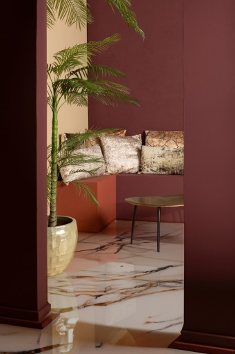 Kyleen Gold Velvet Rectangular Cushion | Crackle Print | 80x35 cm