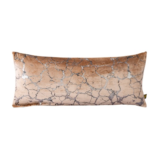 Kyleen Gold Velvet Rectangular Cushion | Crackle Print | 80x35 cm