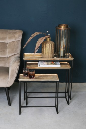 Daan Gold Aluminum & Black Iron Sidetable | Set van 3