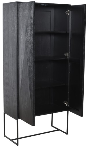 Onyx Cabinet Black | 2 Deuren | Zwarte Houten Kast met Geometrische Patronen