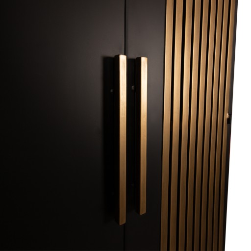 Sayan Cabinet | Zwart & Goud | 4 Planken | Chique Opbergruimte | 70x185x39 cm