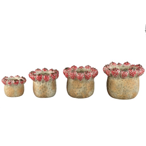 Fruitsy Ronde Terracotta Pot Rood L | Aardbeienrand 20 cm