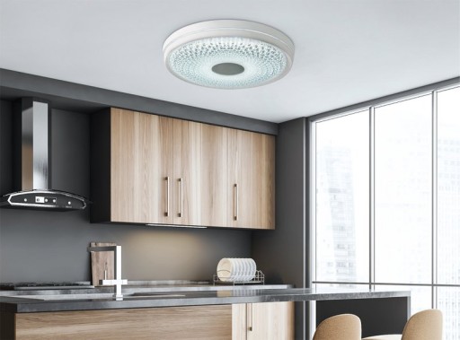LED ceiling light "Boise" Ø 51 cm with many functions, made of metal and plastic, white, with integrated LEDs, lighting for living rooms or office
