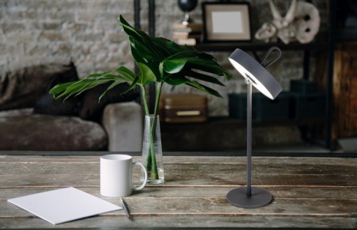 LED battery table lamp magnetic "Ella" for outside and inside, made of metal and plastic in gray, 35 cm high