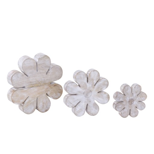 Zaniel Light Grey Mango Wood Flower Shaped StatueL