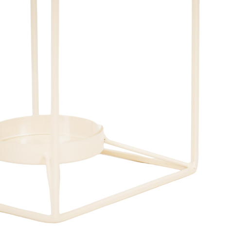 Lantaarn - metaal/glas - zand - 14,5x14,5x25cm