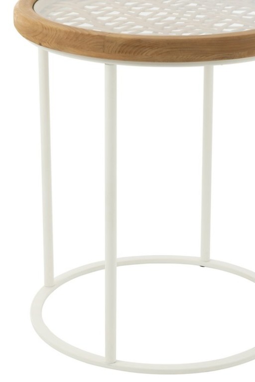 J-Line Side table Mati Spruce/Metal Natural/White