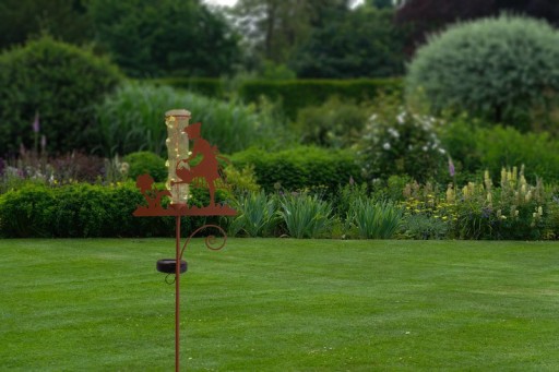 LED-Solar Erdspieß Regenwassermesser h: 95cm , für Außen, Erdspieß aus Metall und Glas und Kunststoff in Braun, mit integrierter LED