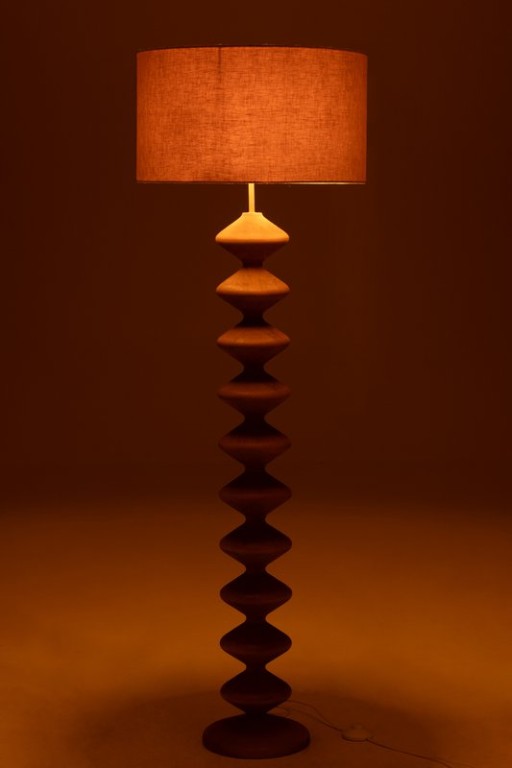 J-Line Floor Lamp Caterpillar Poplar Wood Natural/Gray