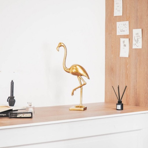 Ornament - Flamingo - Polyresin - Gold - 16,5x10x39cm