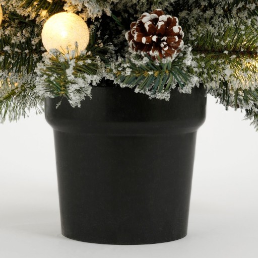 Kaprun Kunstkerstboom in Pot met LED Verlichting en Timerfunctie - H90 cm - Groen, Zilver