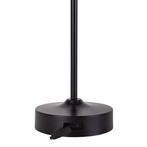 LED battery/ table lamp "Pina" 30 cm high, made of metal (black) and glass (white), integrated LEDs, warm white