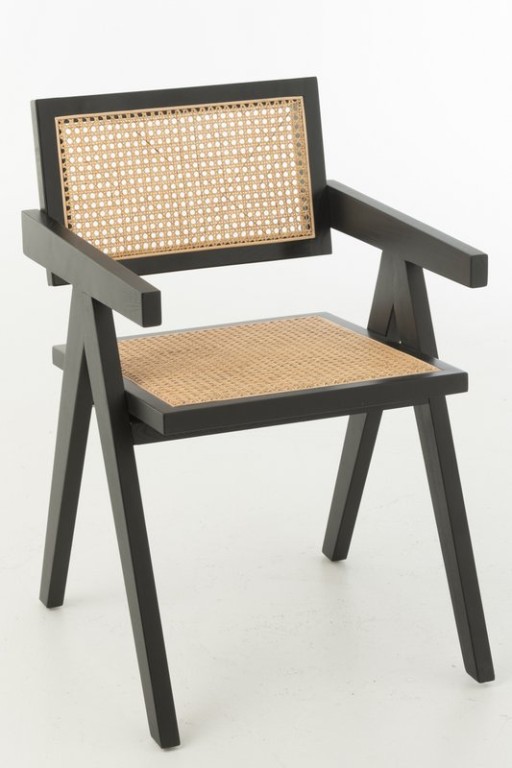 J-Line Chair Lattice Ash Wood/Rattan Black