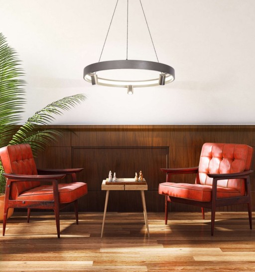 LED Pendelleuchte ""TRISTAN", moderne Pendellampe aus Metall und Kunststoff in Stahl-blank, die LEDs sind fest verbaut. Mit ca. 58 cm Ødie ideale Beleuchtung für Wohnzimmer, Esszimmer oder Küche.