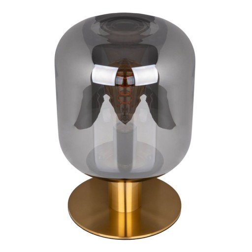 Glass table light "Alessio", 30 cm high, Ø 20 cm, gold-colored metal, smoke glass, E14