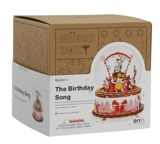 Music box DIY 3D Puzzle The Birthday Song, Robotime, AM42, 11.3×11.3×15.5 cm