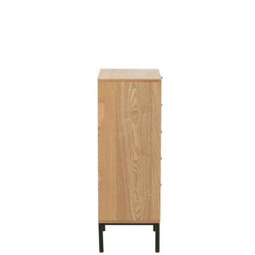 J-Line kast 5 Lades - hout/metaal - naturel/zwart
