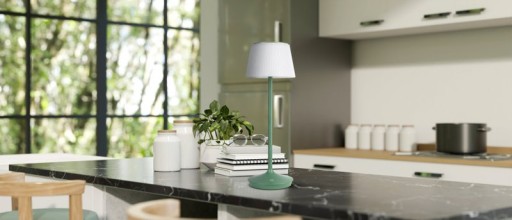 LED Leuchte "EMMI" für Außen und Innen, Tischlampe aus Metall und Kunststoff, mit fest verbauten LEDs, LED Tischlampe für Balkon, Terrasse, Garten, Wohnzimmer, Wintergarten, ca. 38 cm hoch