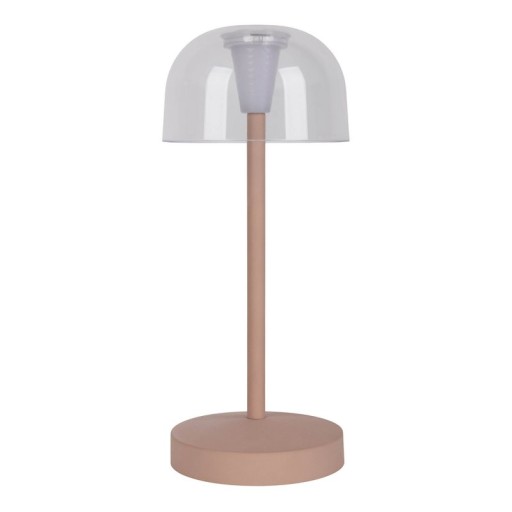 2-er Set LED battery table lamp "Gomba" for outside and inside, made of metal and plastic in Frosted Almond, 18.5 cm high