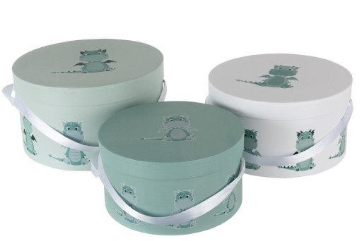 Set mit 3 Aufbewahrungsboxen Dragon Paper | Weiß/Mint | Dekorativ & Stabil | J-Line