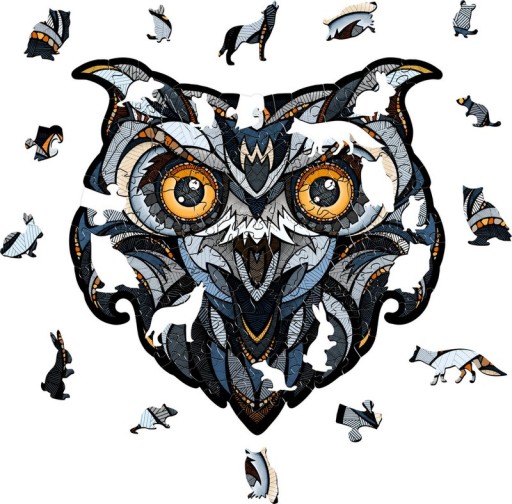 Houten Legpuzzel Eagle-Owl, Eco Wood Art, Size L, 3489, 38,4x38,8x0,4cm