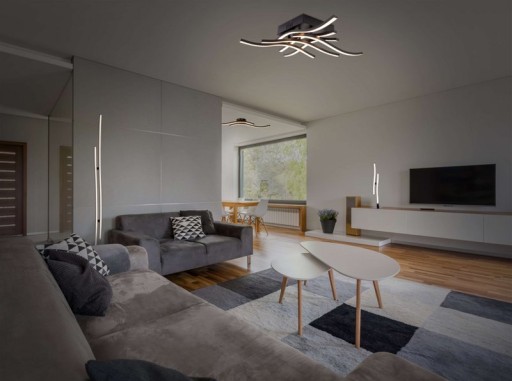 LED Tischleuchte "Onda", Tischlampe aus Metall und Kunststoff in Schwarz,, mit fest verbauten LEDs, Beleuchtung für Wohnzimmer, Büro oder Nachttisch 44 cm hoch