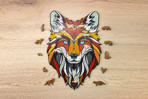 Eco Wood Art Wooden Jigsaw Puzzle, Fox/Fox, 1102, 31x28x0.5cm Wooden Box