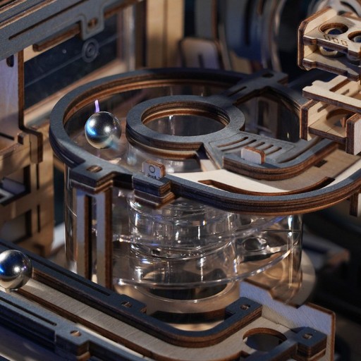 Robotime, 3D DIY Houten Modelbouwpakket Marble Run, Marble Spaceport, LGC01, 32x8,5x24cm