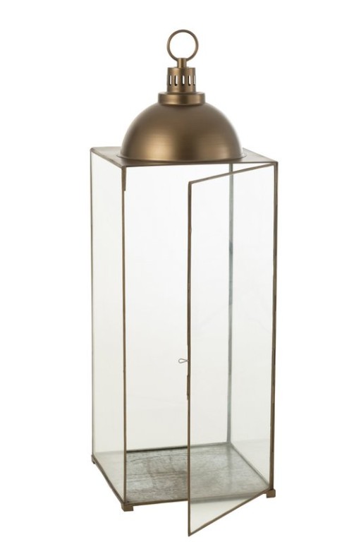 J-Line lantern Hagrid - glass/iron - bronze - large