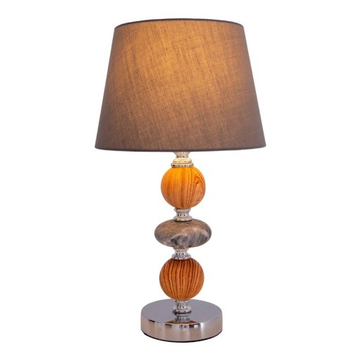 Ceramic table lamp "Araga" 36 cm high, table lamp made of metal, wood and marble, with text blades, gray, with E14 socket, lighting for dining room, living room, hallway or office